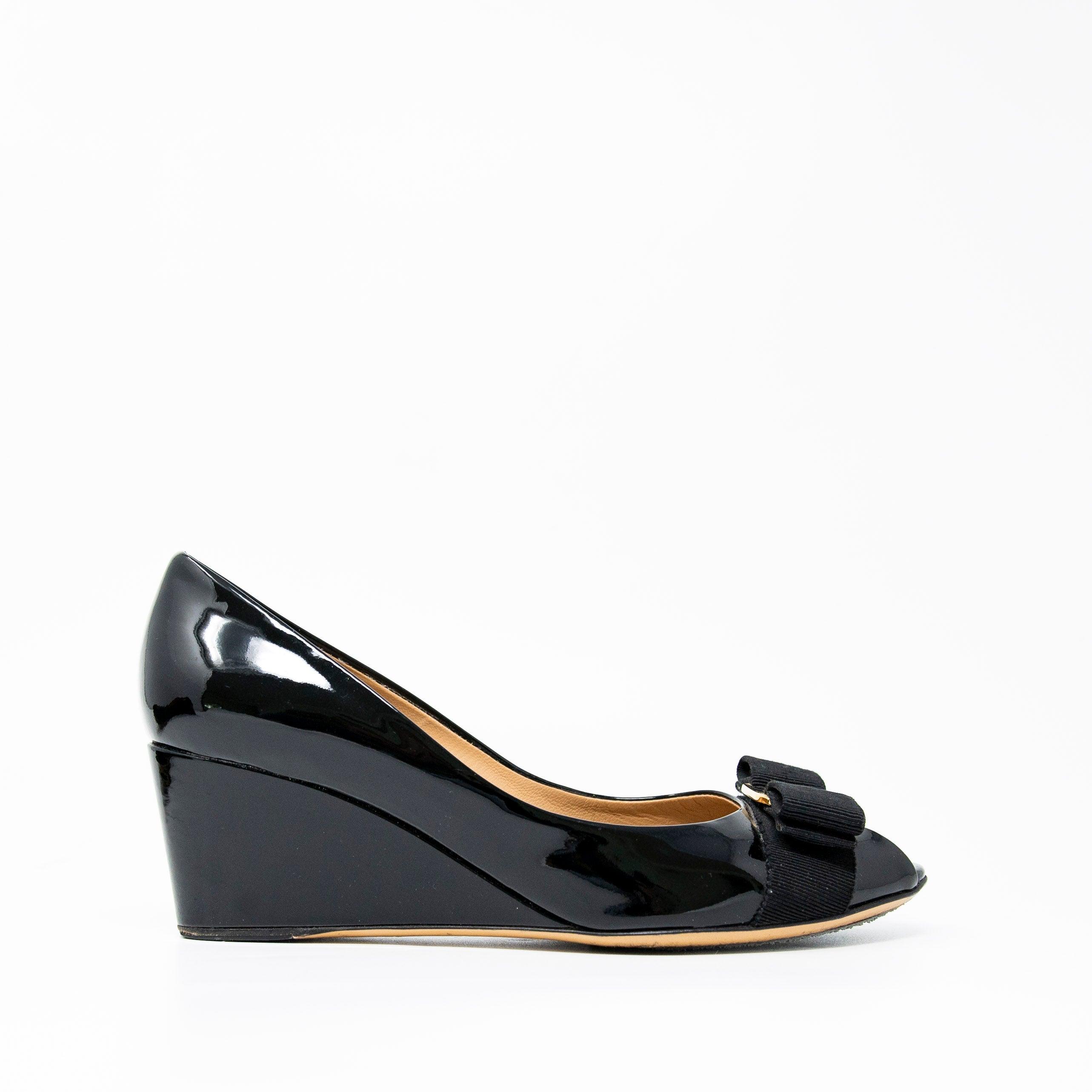 Salvatore Ferragamo Black Sissi Wedges 6 - Image 9