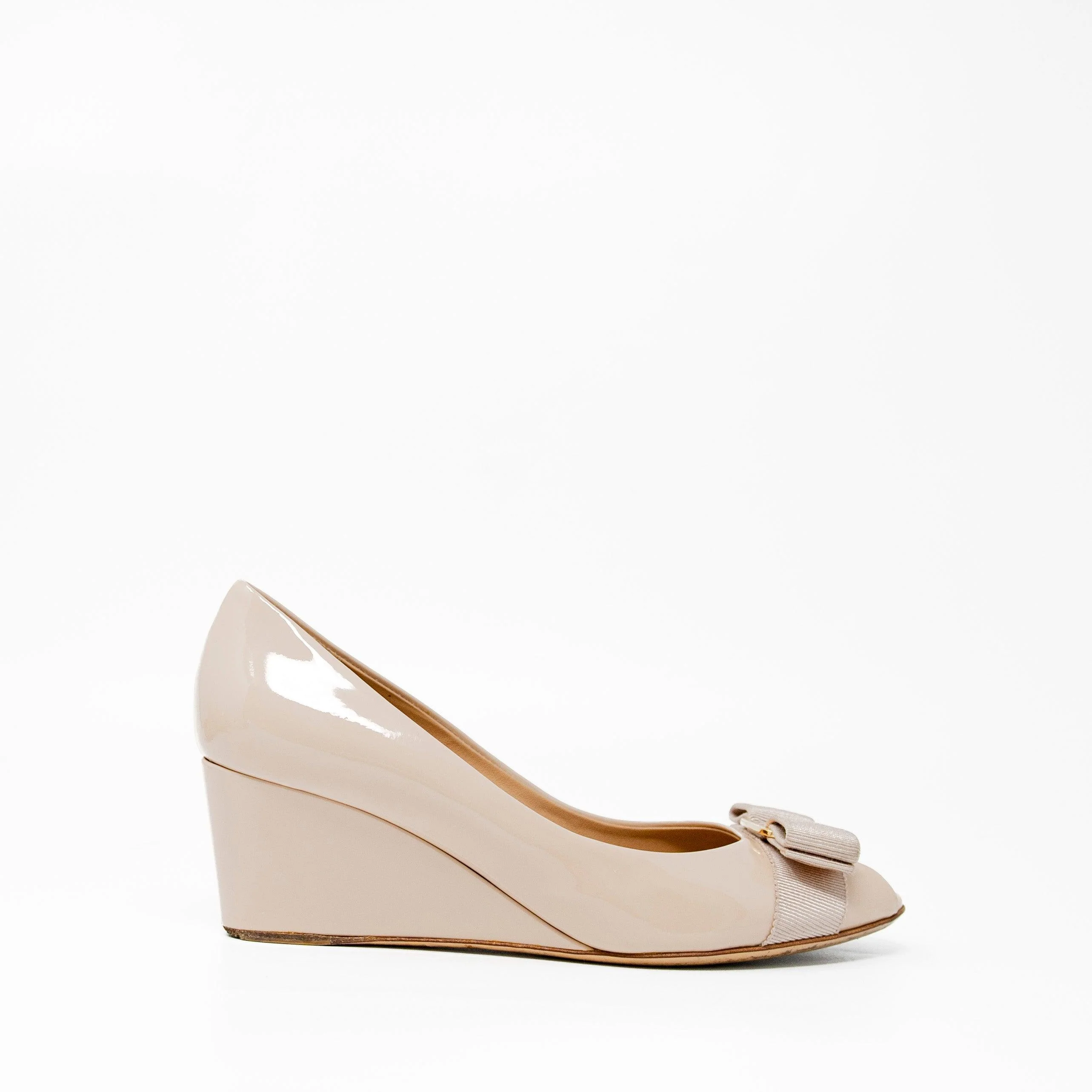 Salvatore Ferragamo Nude Sissi Wedges 6 - Image 10
