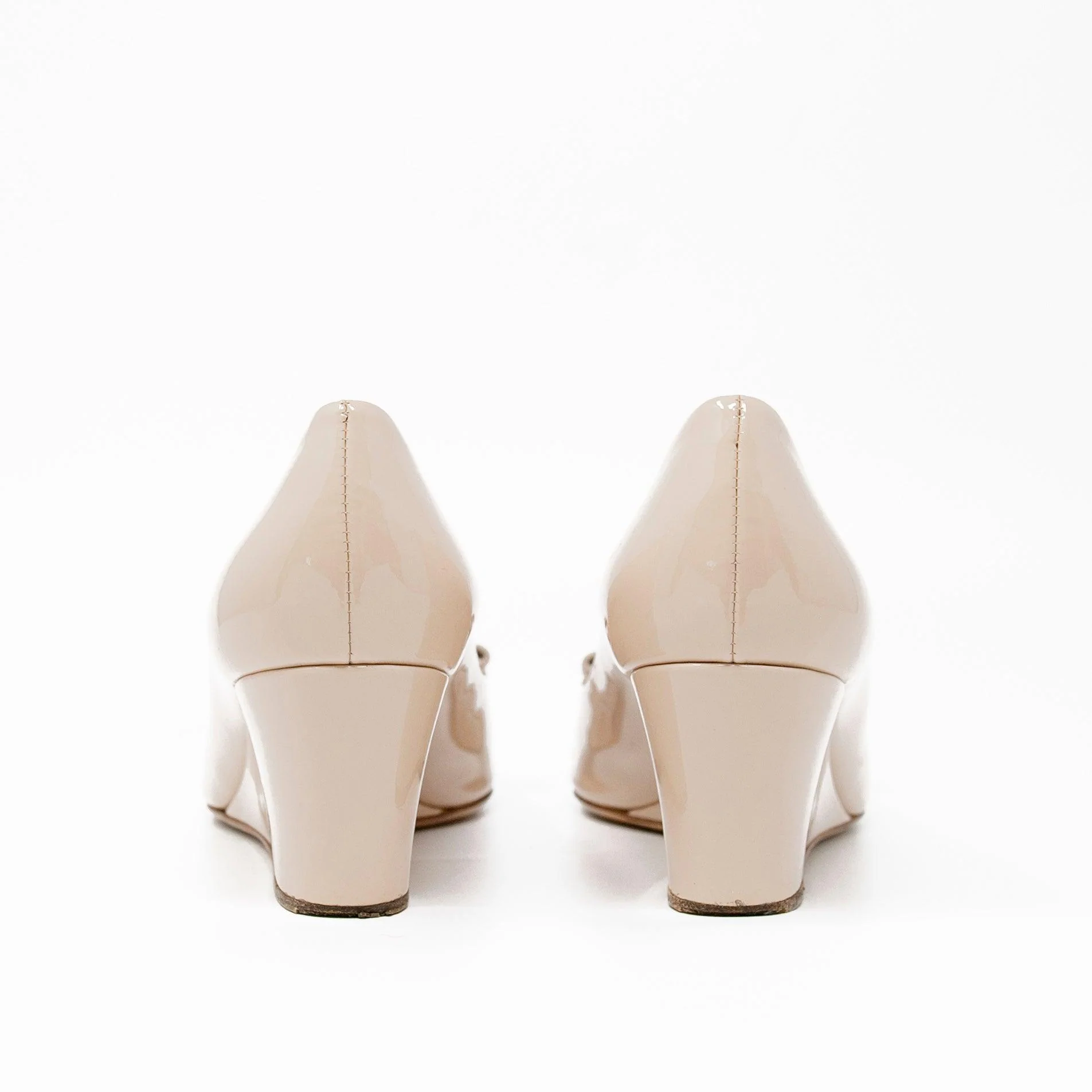 Salvatore Ferragamo Nude Sissi Wedges 6 - Image 5