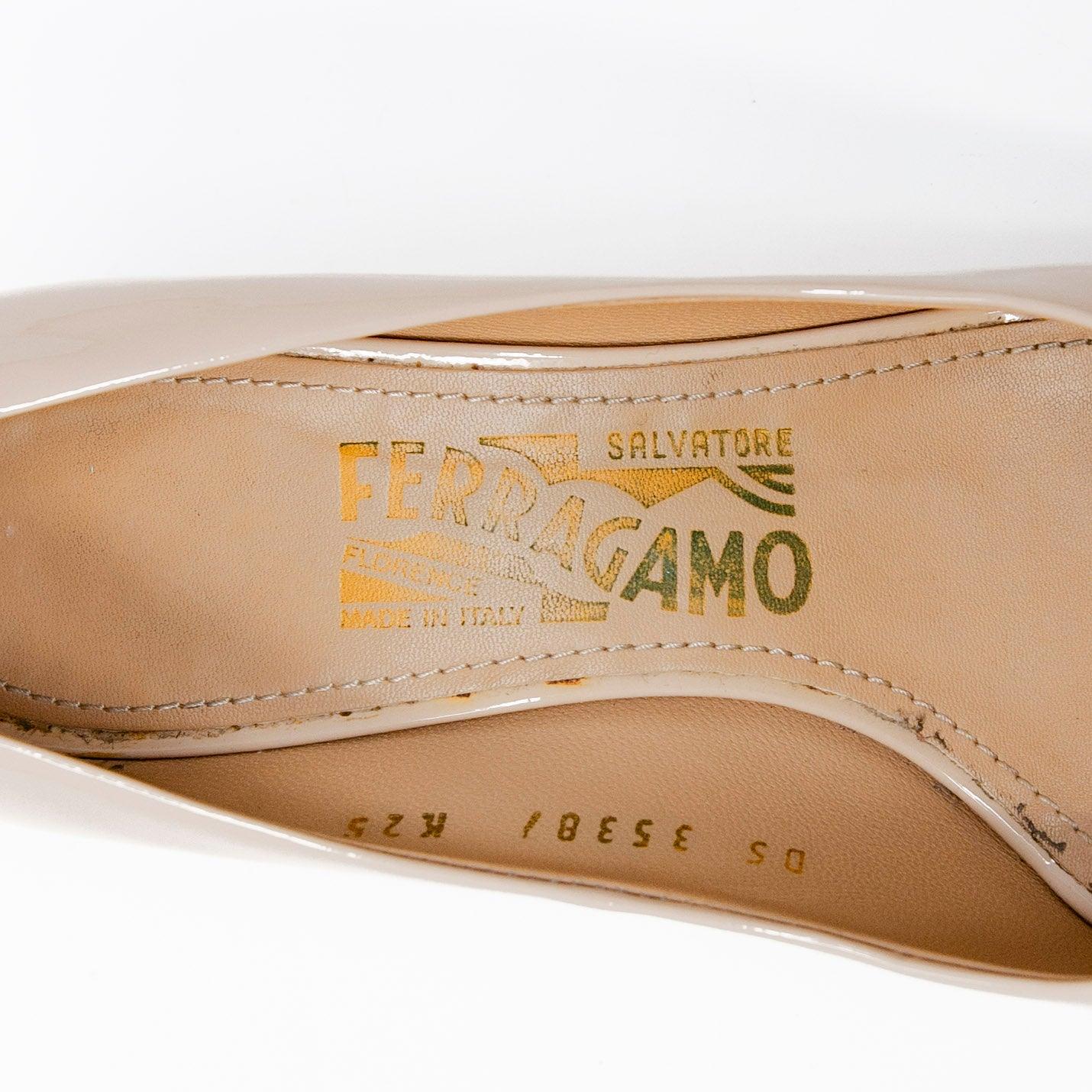 Salvatore Ferragamo Nude Sissi Wedges 6 - Image 8