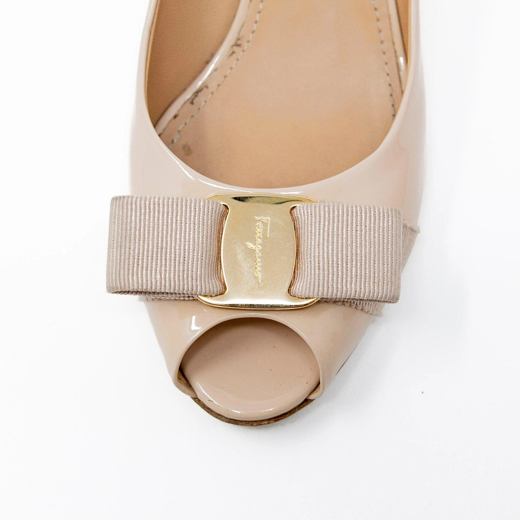 Salvatore Ferragamo Nude Sissi Wedges 6 - Image 9