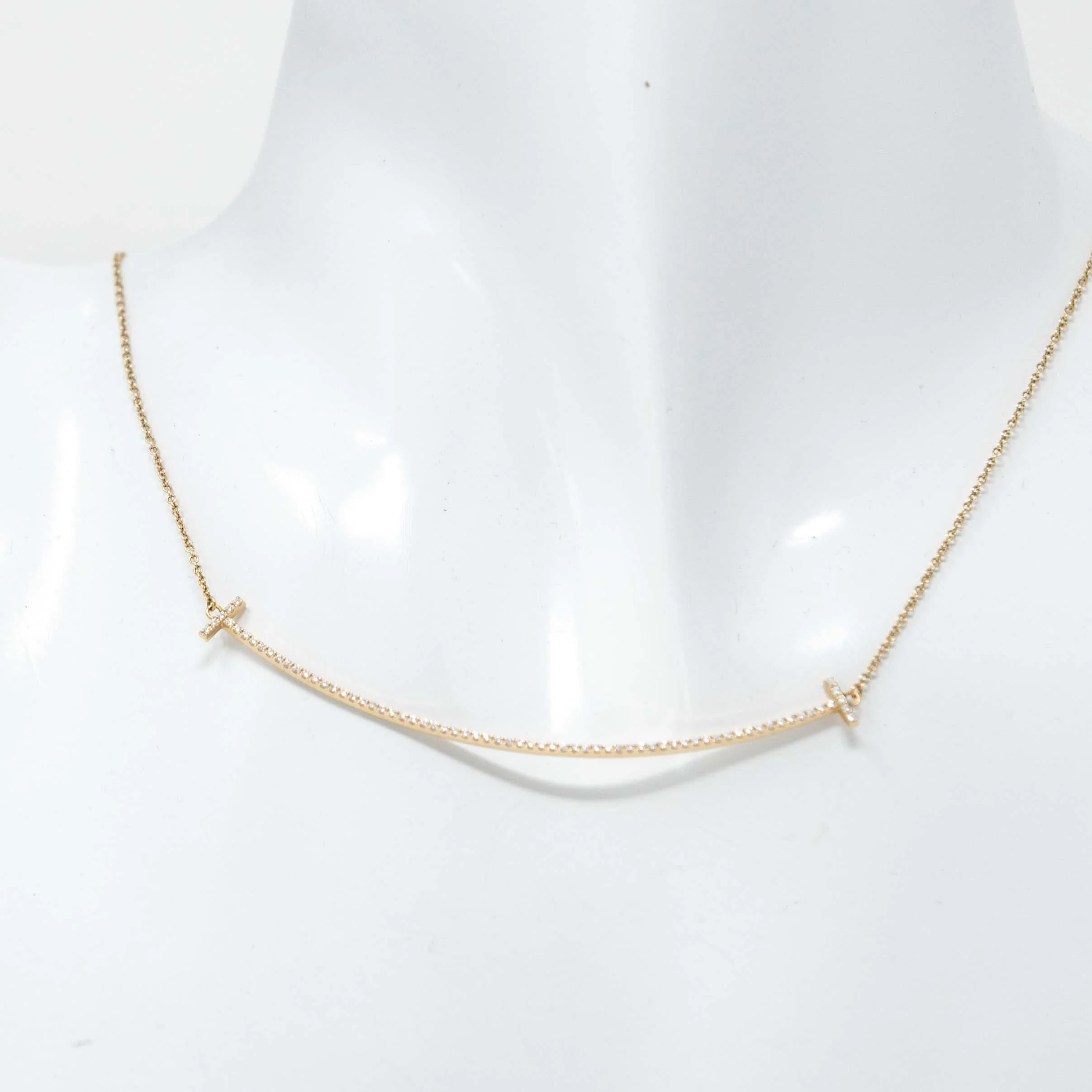 Tiffany & Co Diamond Large T-Smile Pendant Necklace - Image 3