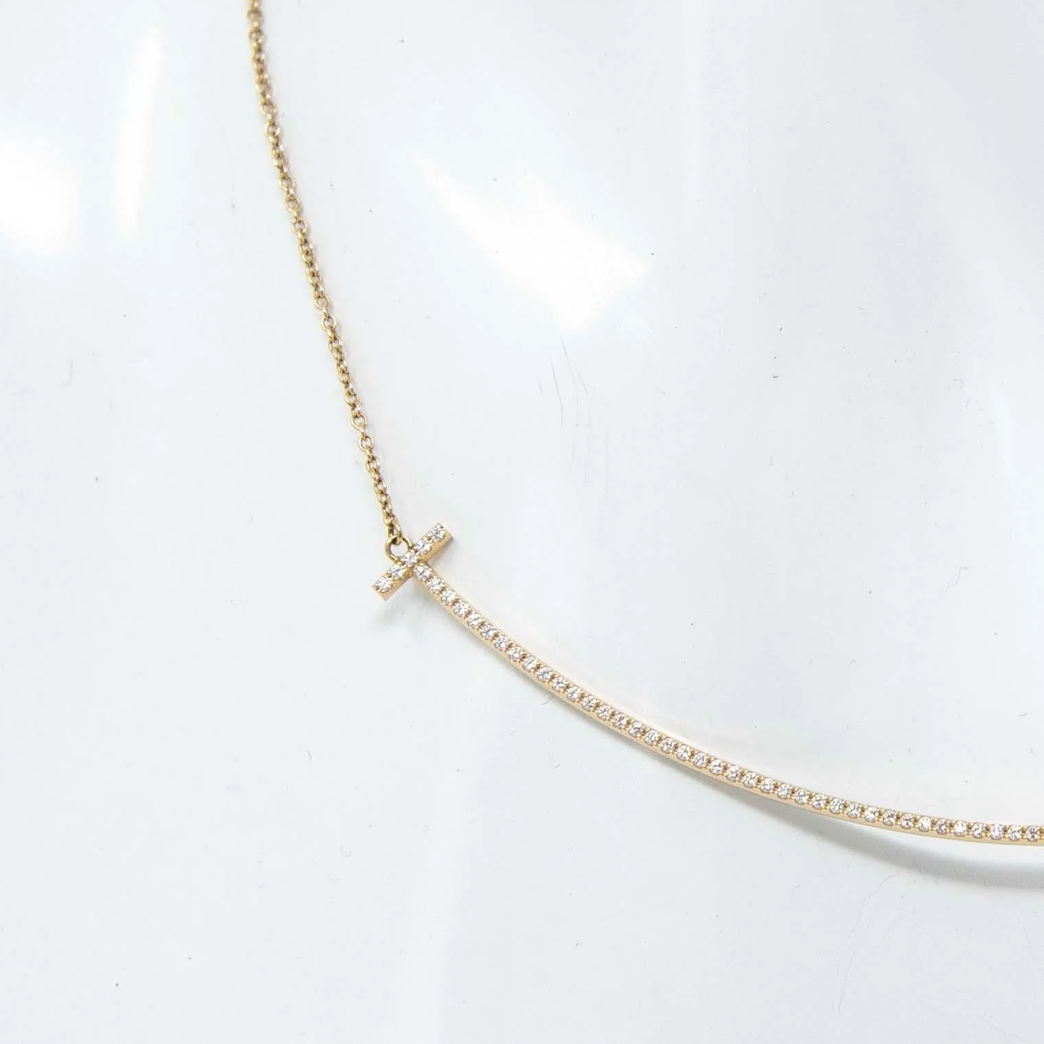Tiffany & Co Diamond Large T-Smile Pendant Necklace - Image 4