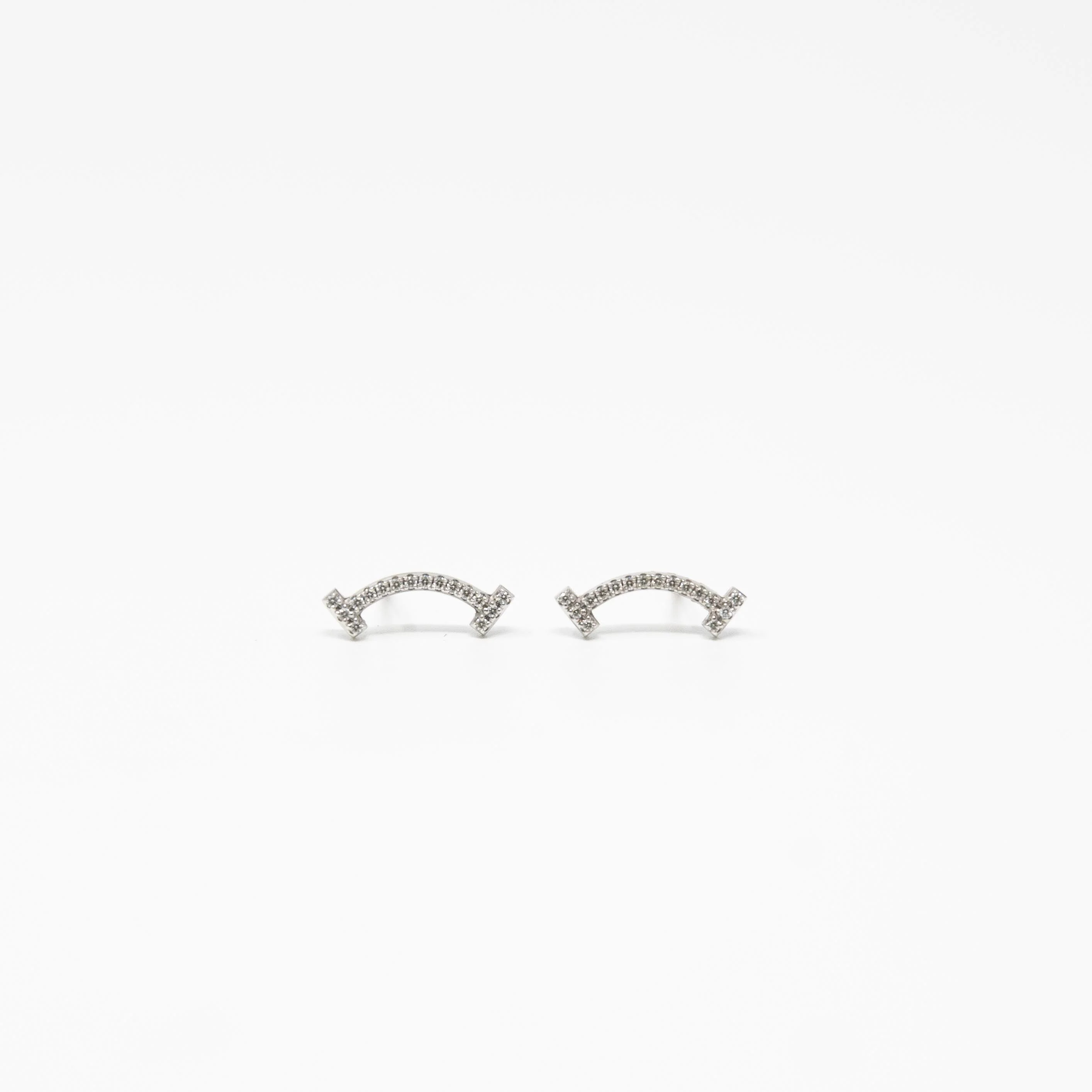 Tiffany & Co. White Gold T-Smile Diamond Earrings - Image 3