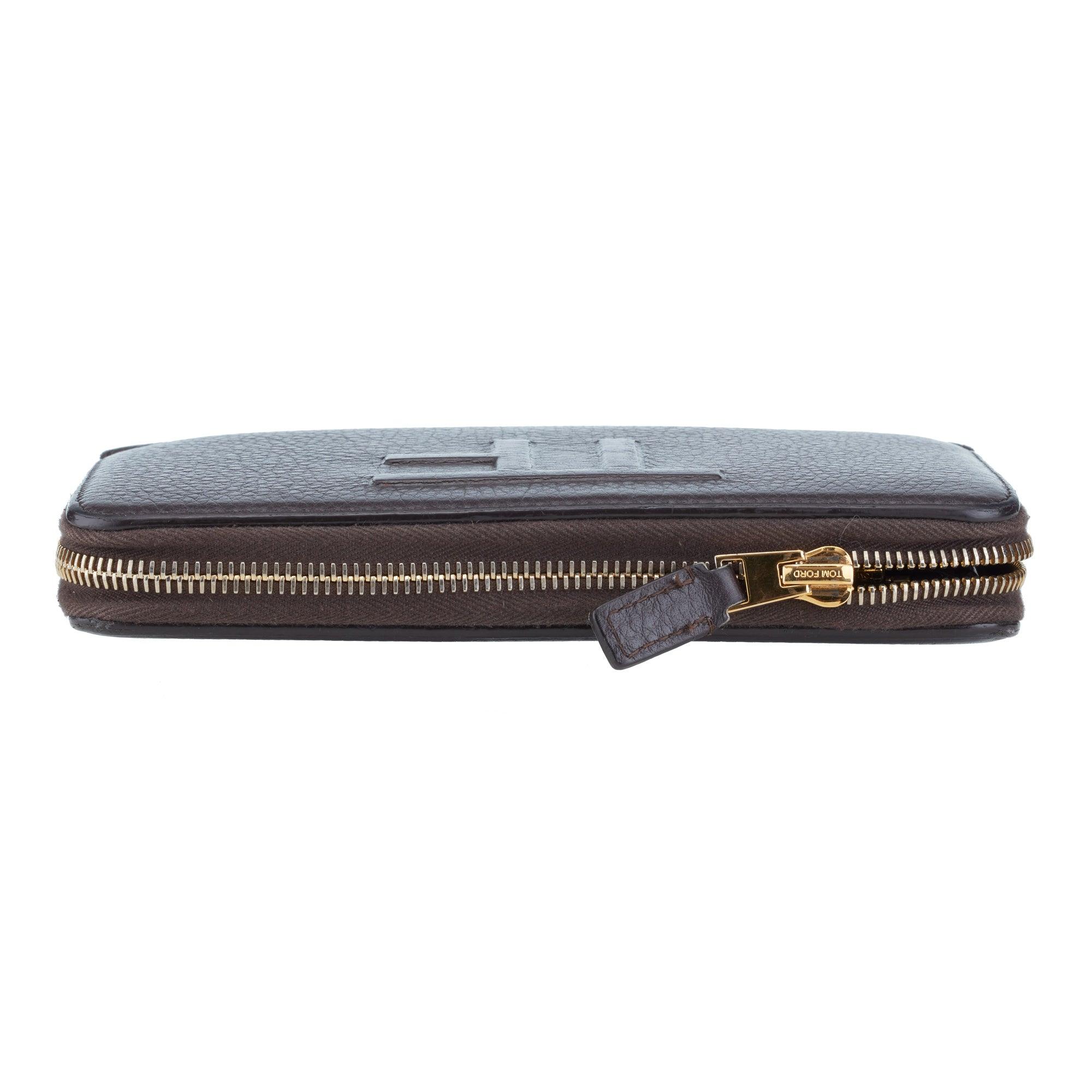 Tom Ford Brown Logo Zippy Wallet - Image 8