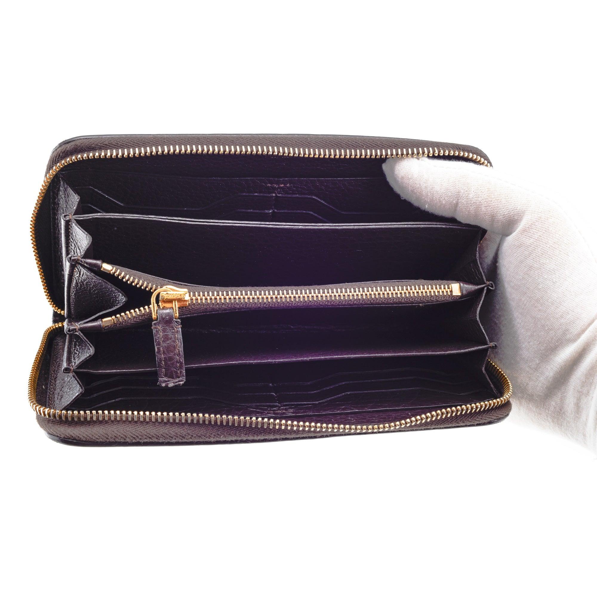 Tom Ford Brown Logo Zippy Wallet - Image 9