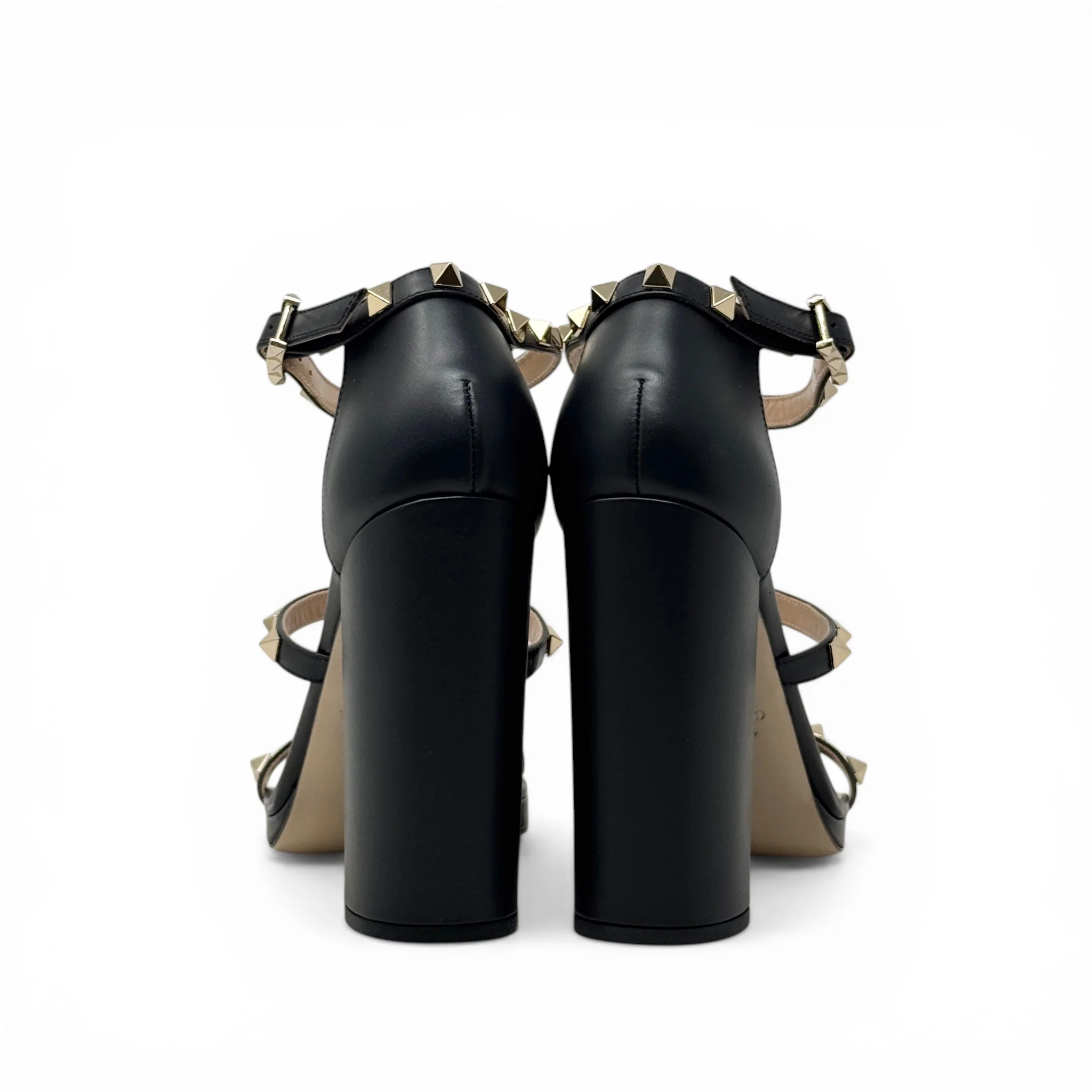 Valentino Black Blockheel Rockstud Sandals 38 - Image 3