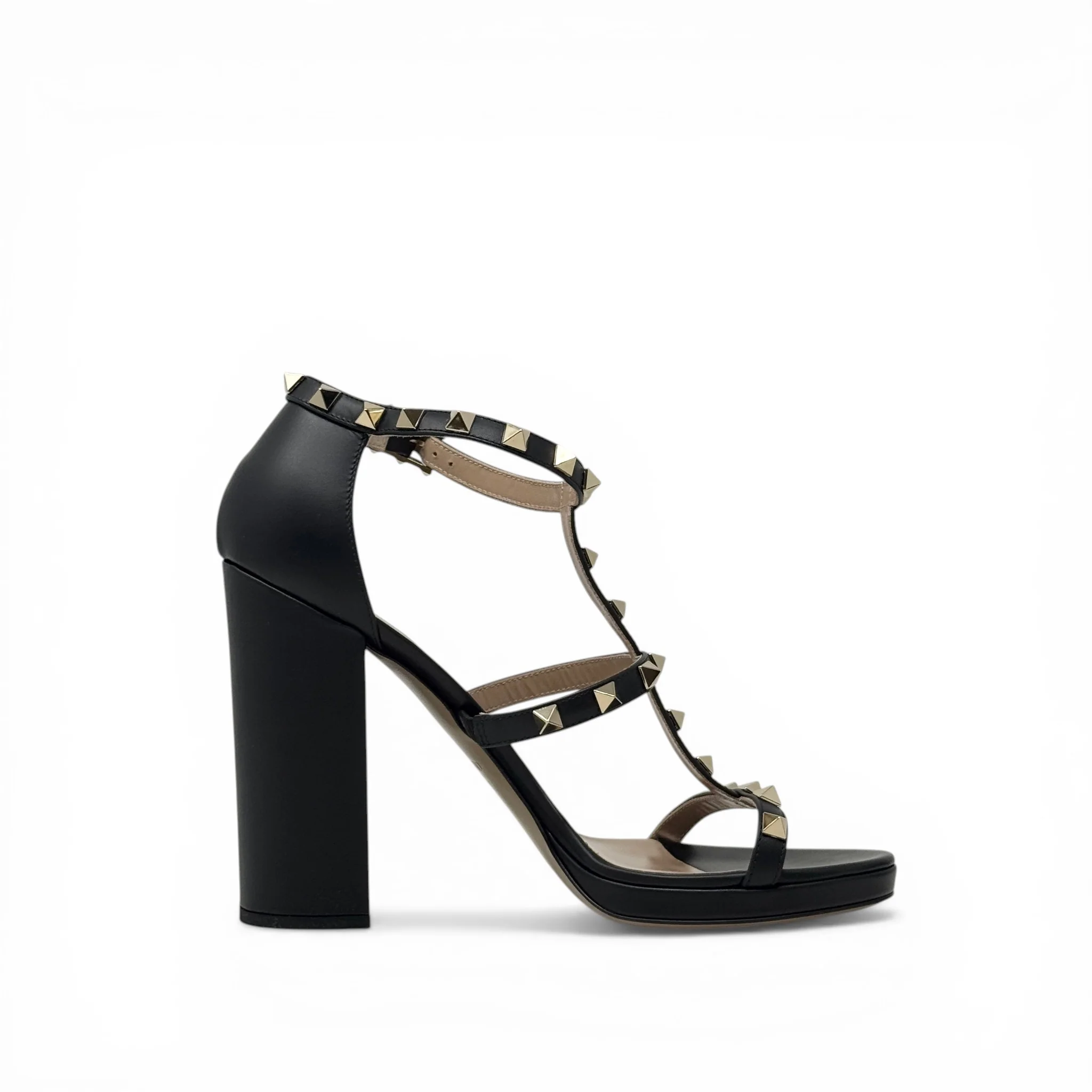 Valentino Black Blockheel Rockstud Sandals 38 - Image 6