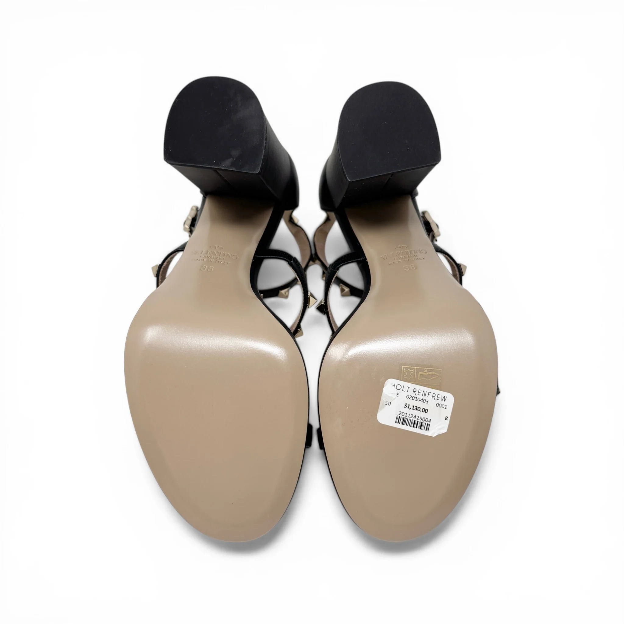 Valentino Black Blockheel Rockstud Sandals 38 - Image 7