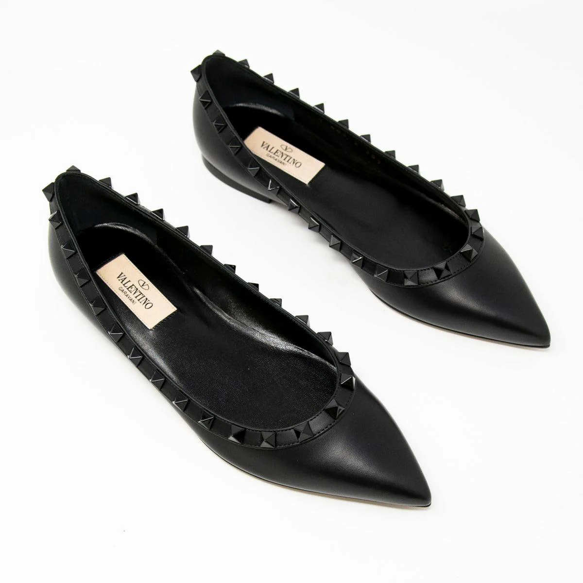 Valentino Black Rockstud Flats 35.5 - Image 4