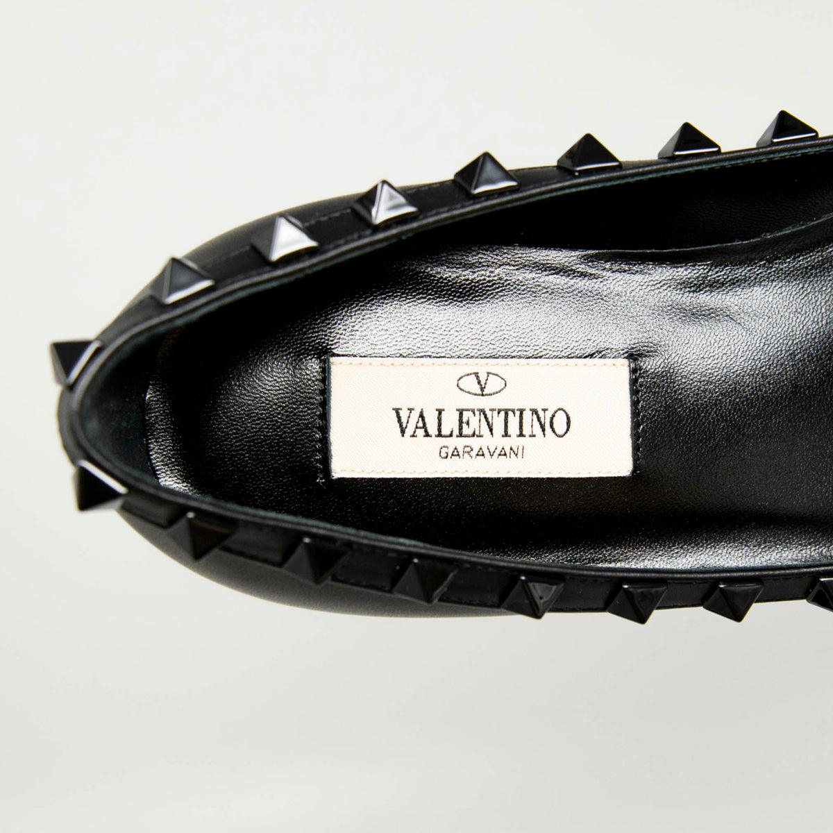 Valentino Black Rockstud Flats 35.5 - Image 9