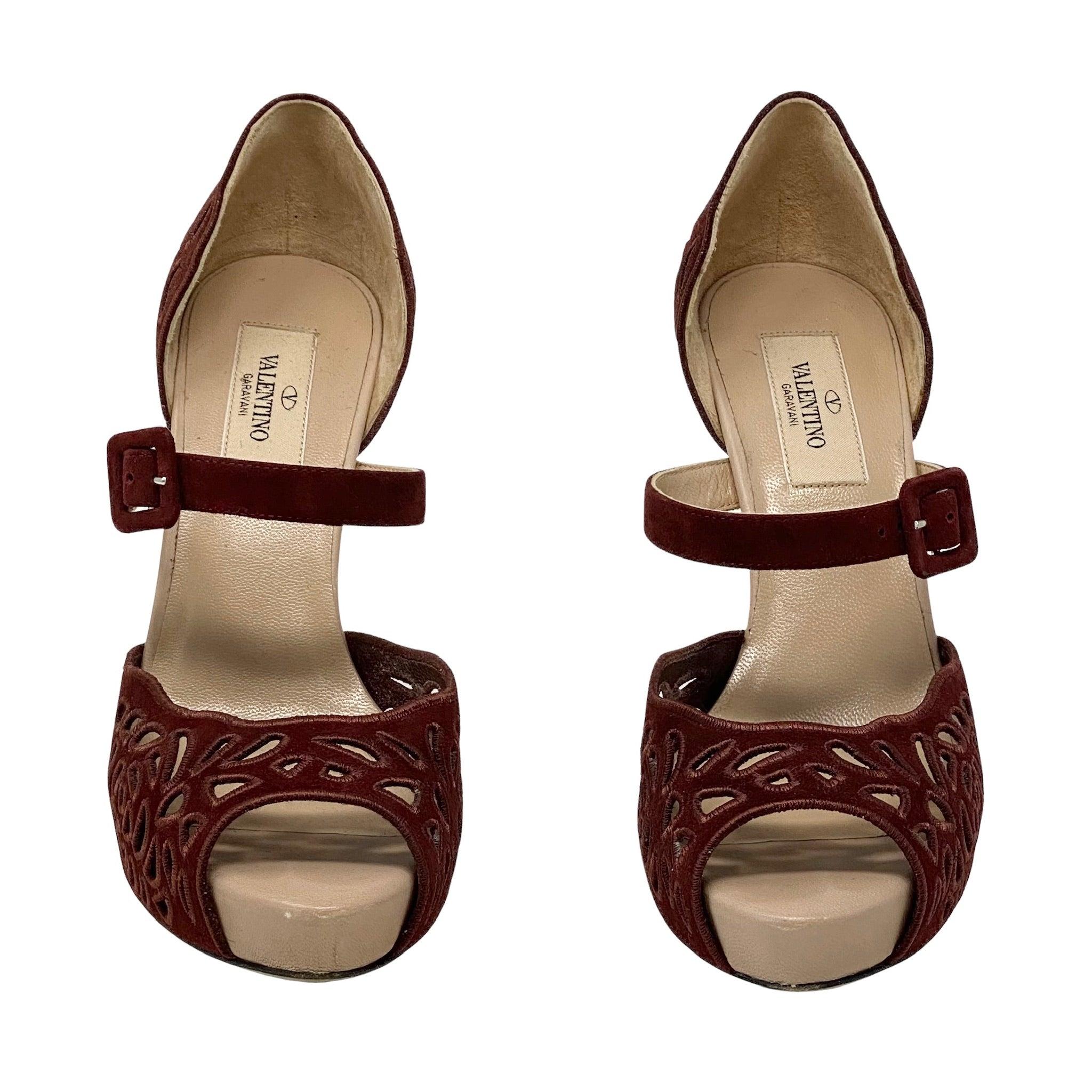 Valentino Burgundy Cut Out Heels 36.5 - Image 2