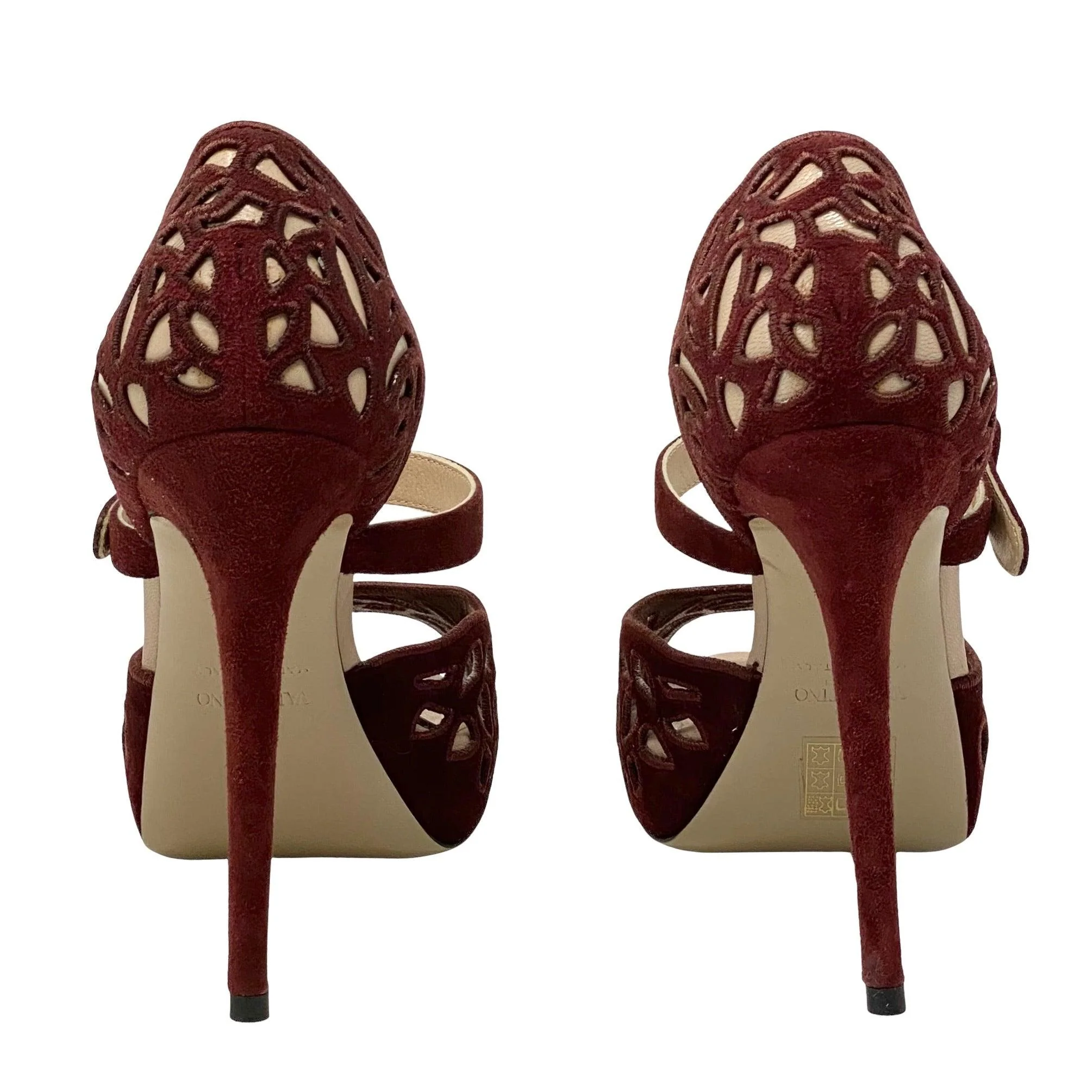 Valentino Burgundy Cut Out Heels 36.5 - Image 3