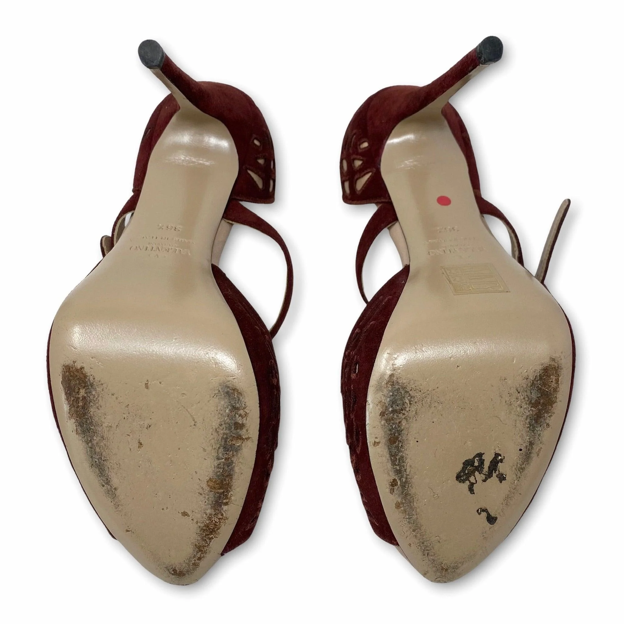 Valentino Burgundy Cut Out Heels 36.5 - Image 4