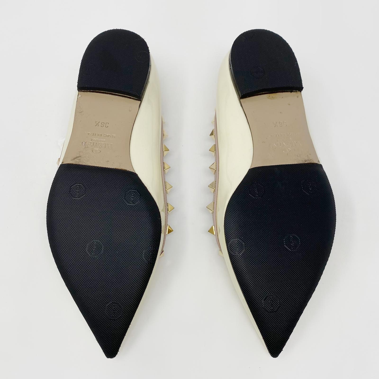 Valentino Ivory Patent Rockstud Flats 36.5 - Image 10