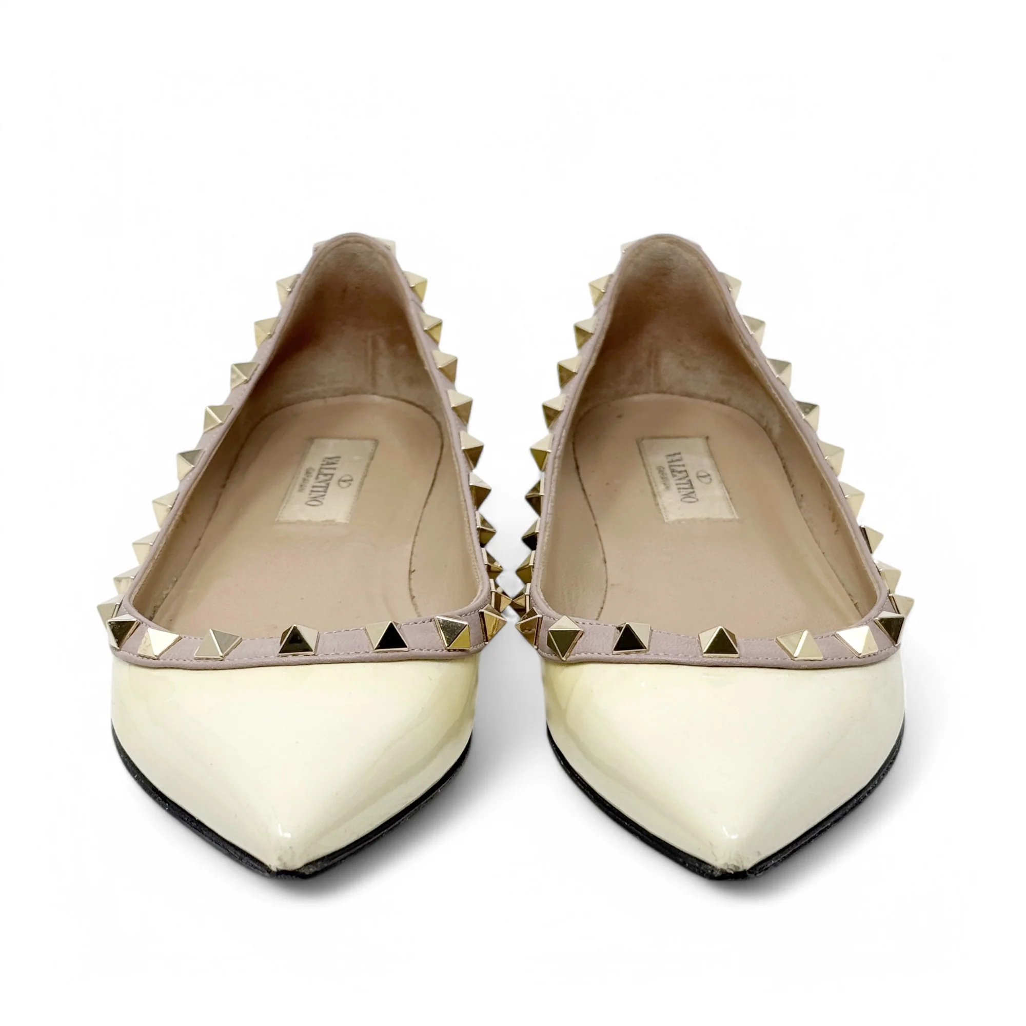 Valentino Ivory Patent Rockstud Flats 36.5 - Image 3