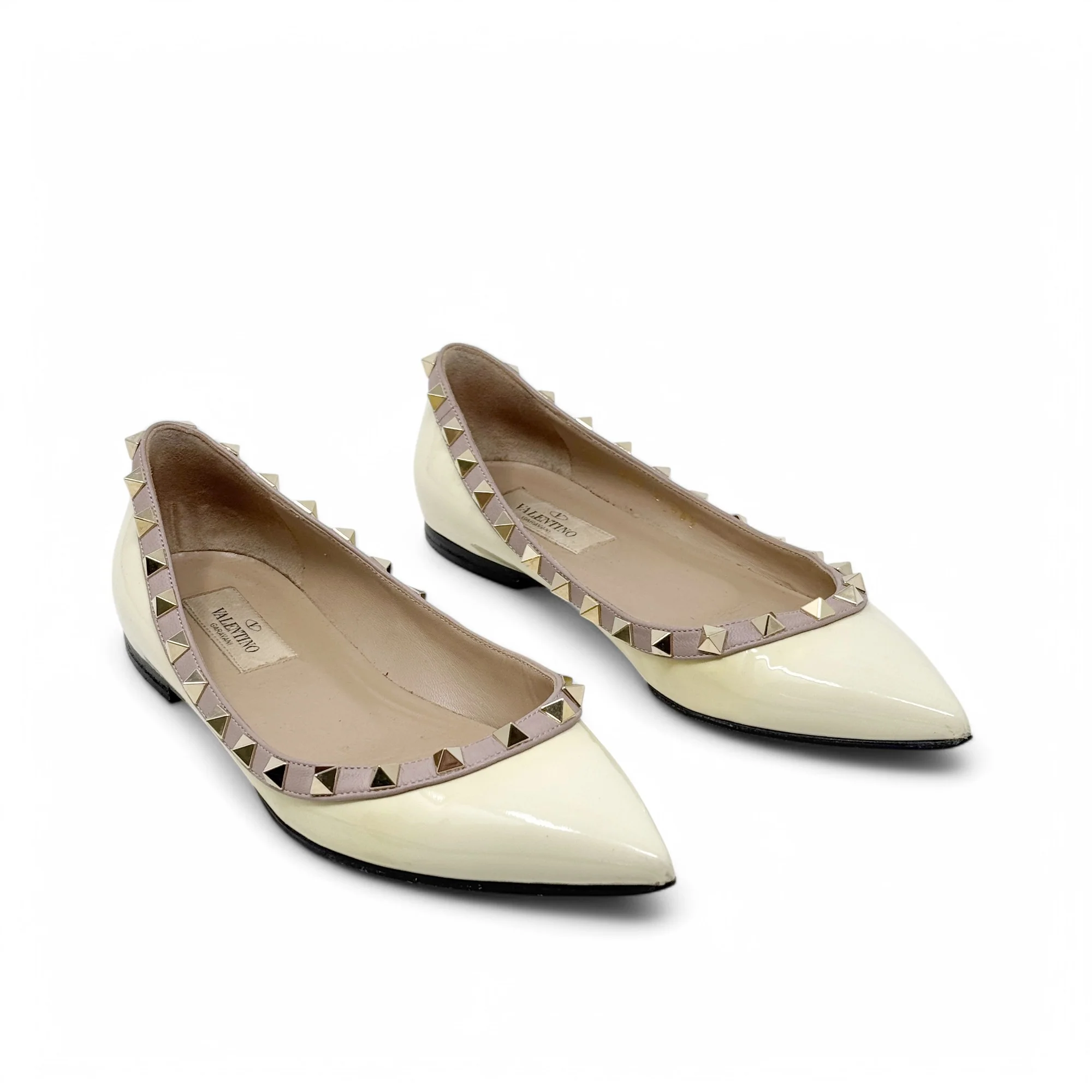 Valentino Ivory Patent Rockstud Flats 36.5 - Image 4