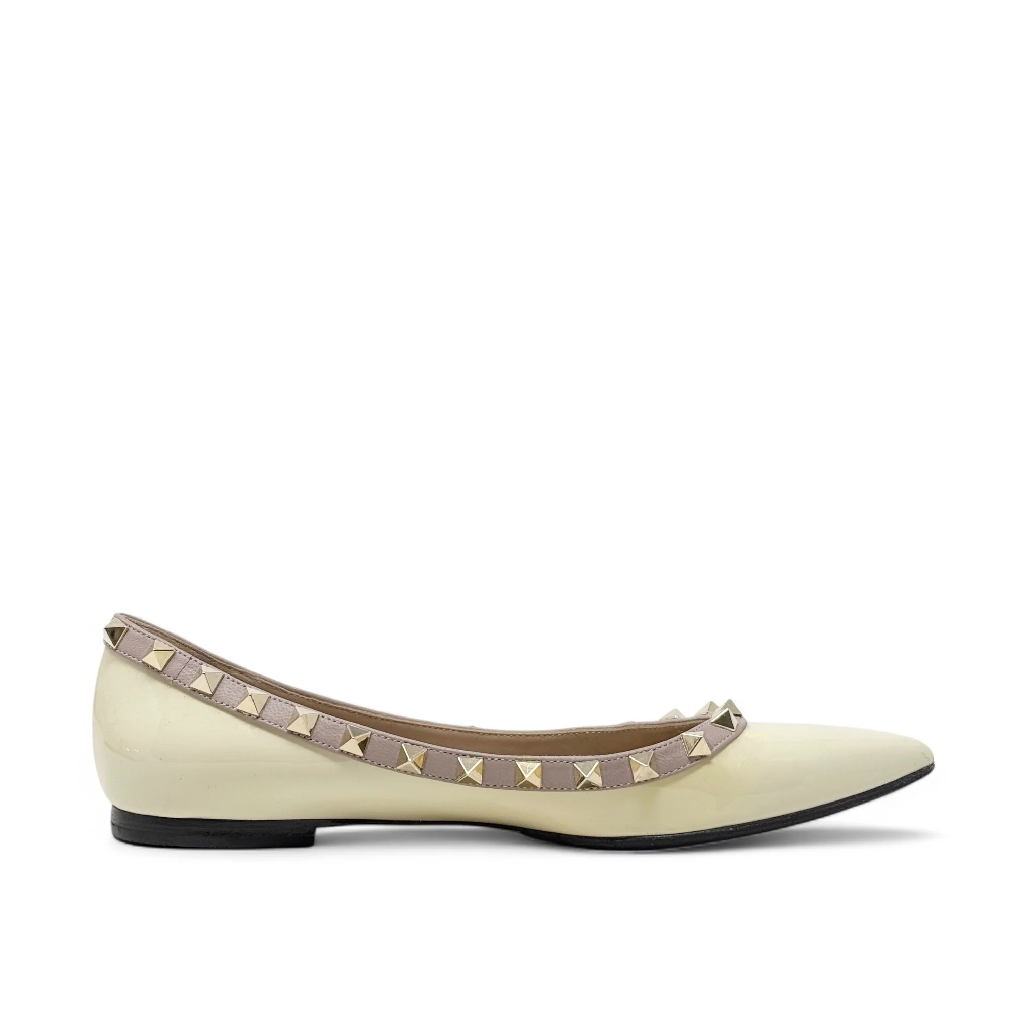 Valentino Ivory Patent Rockstud Flats 36.5 - Image 5