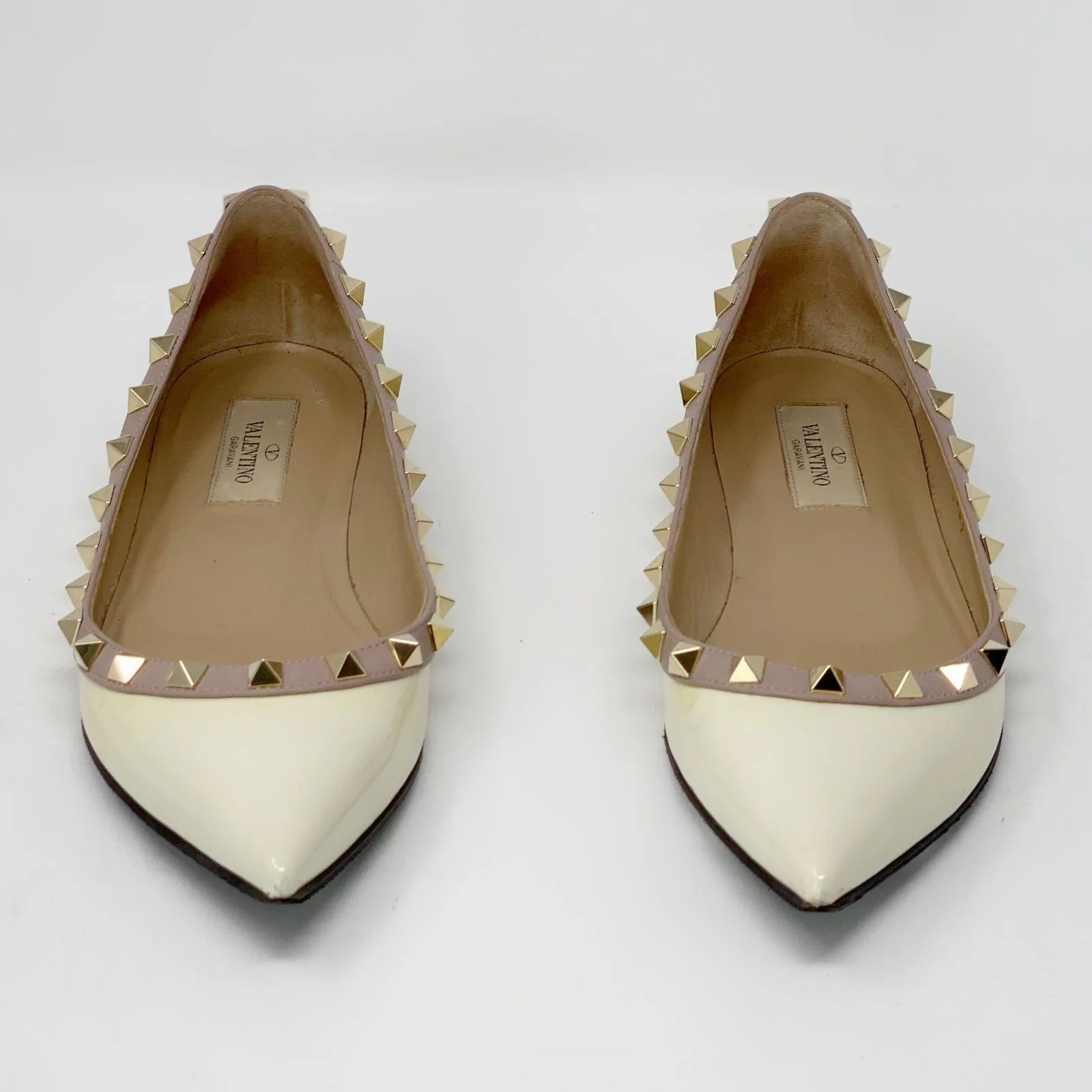 Valentino Ivory Patent Rockstud Flats 36.5 - Image 7