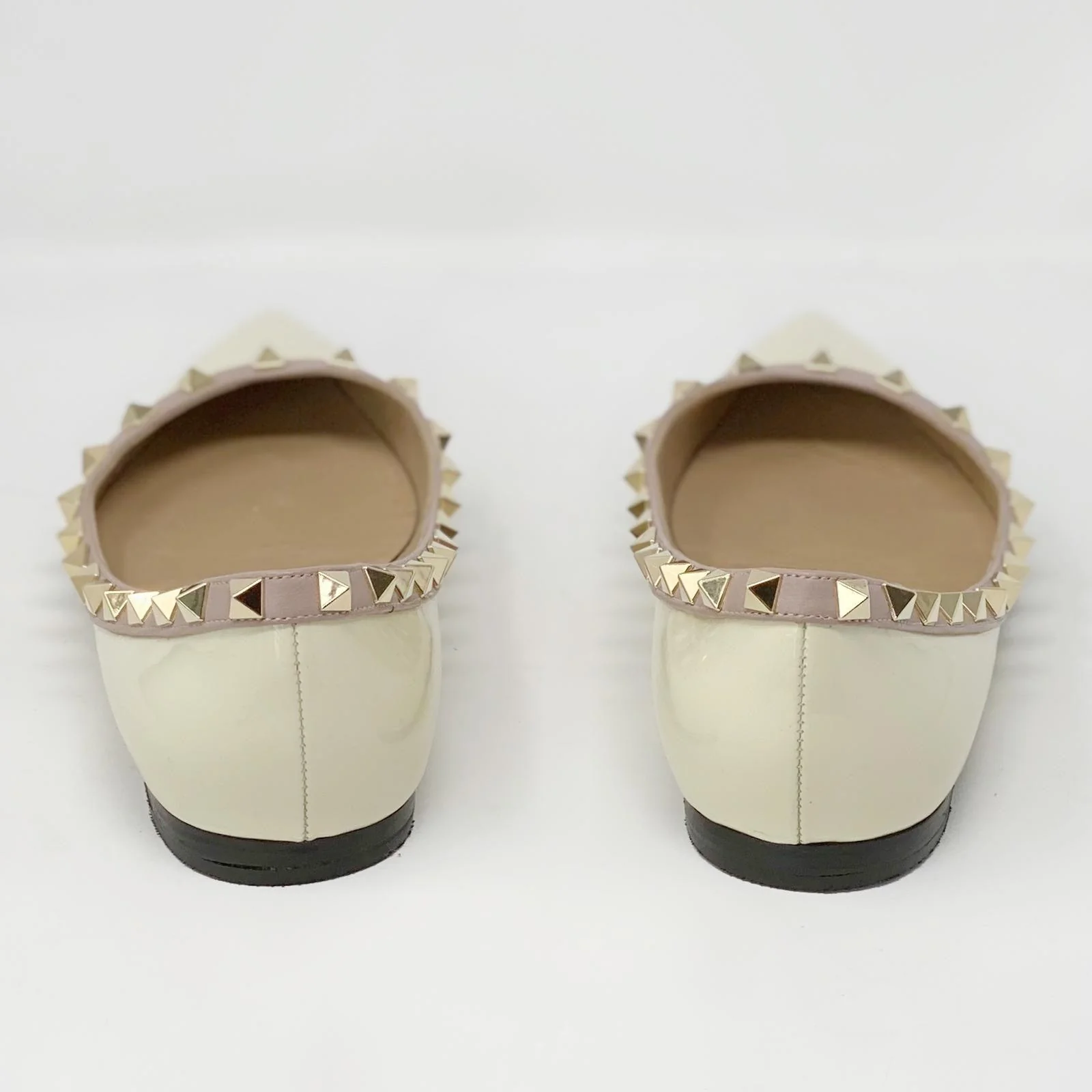 Valentino Ivory Patent Rockstud Flats 36.5 - Image 8