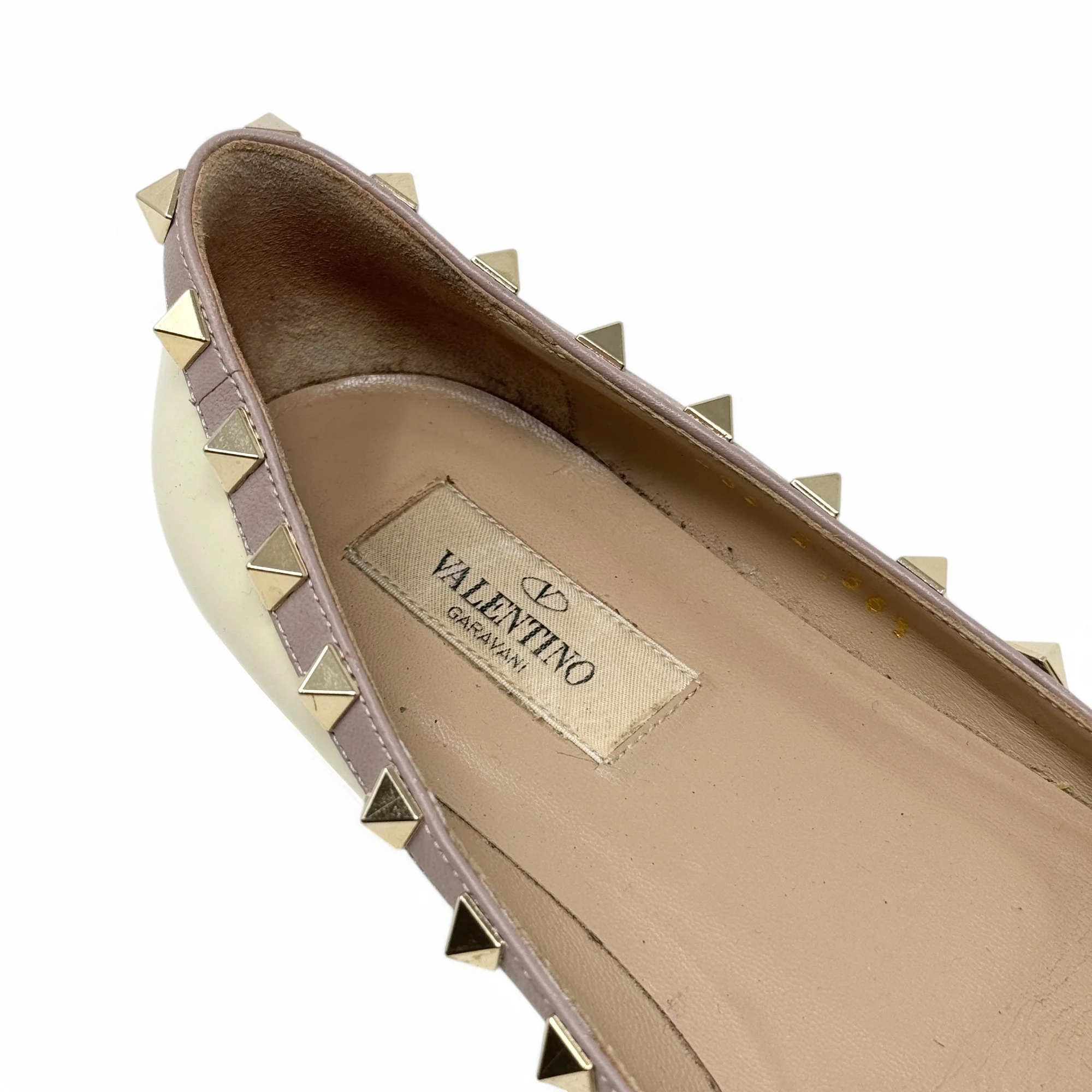 Valentino Ivory Patent Rockstud Flats 36.5 - Image 9