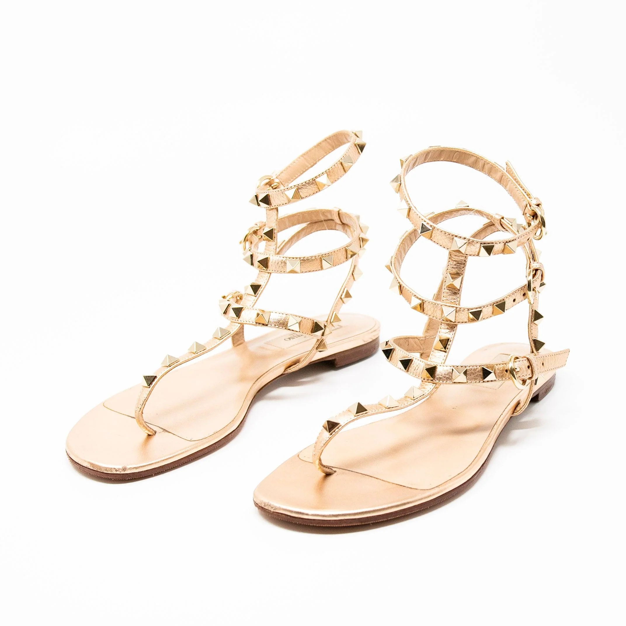 Valentino Rose Gold Rockstud Sandals 37 - Image 2