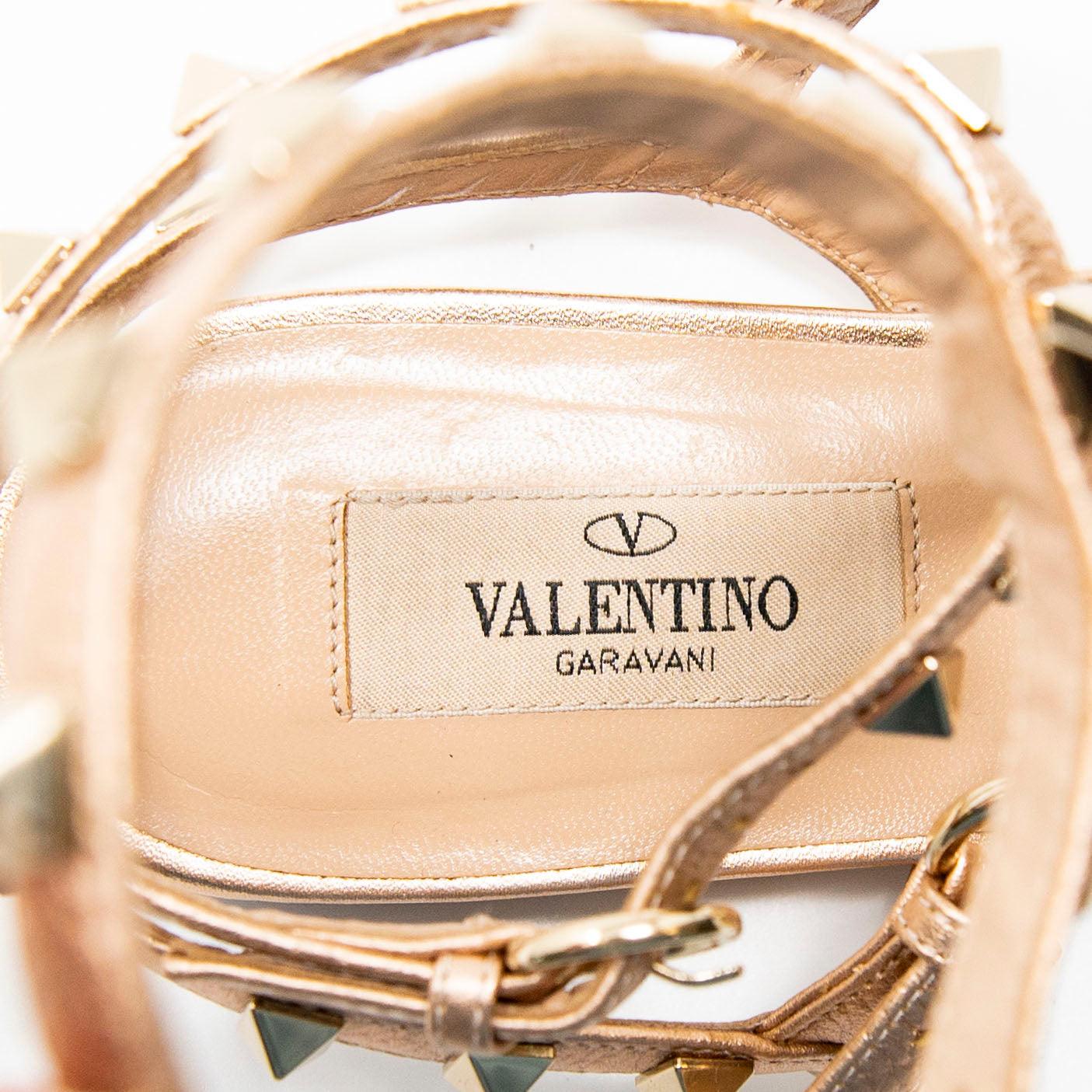 Valentino Rose Gold Rockstud Sandals 37 - Image 7