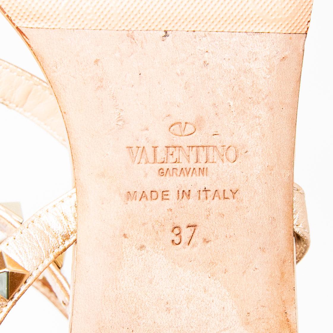 Valentino Rose Gold Rockstud Sandals 37 - Image 9