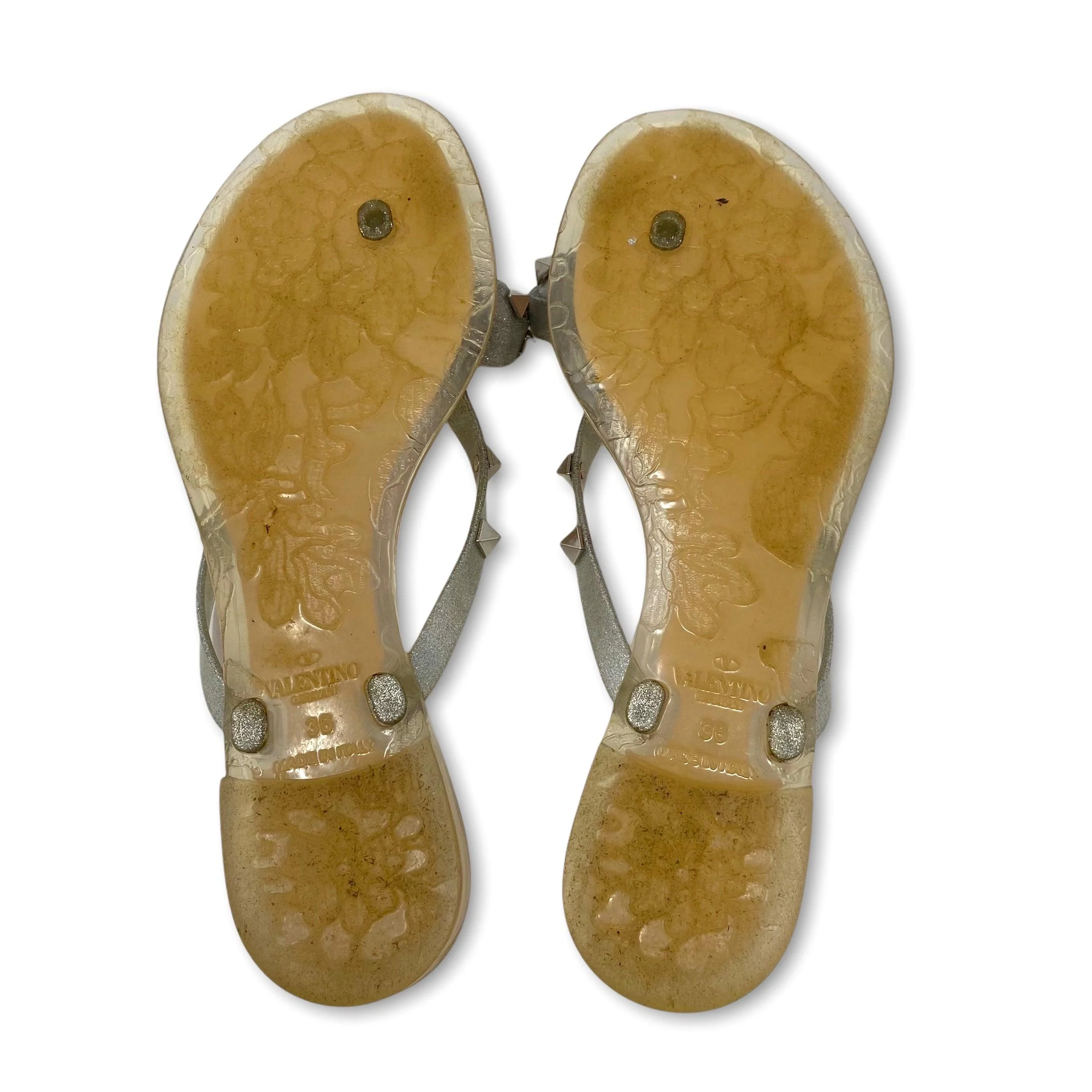 Valentino Silver Rockstud Jelly Sandals 36 - Image 4