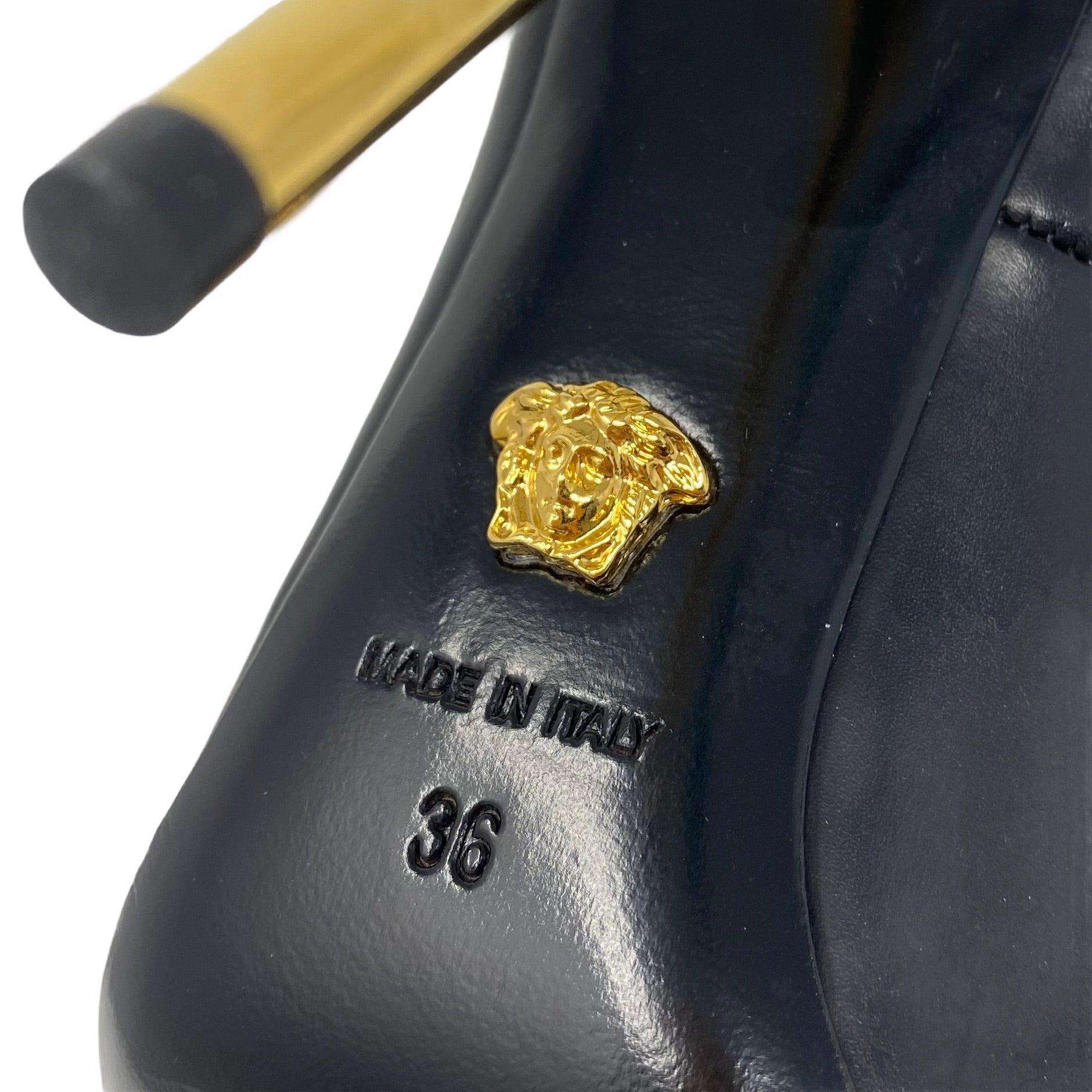 Versace Black Medusa Palazzo Pumps 36 - Image 5