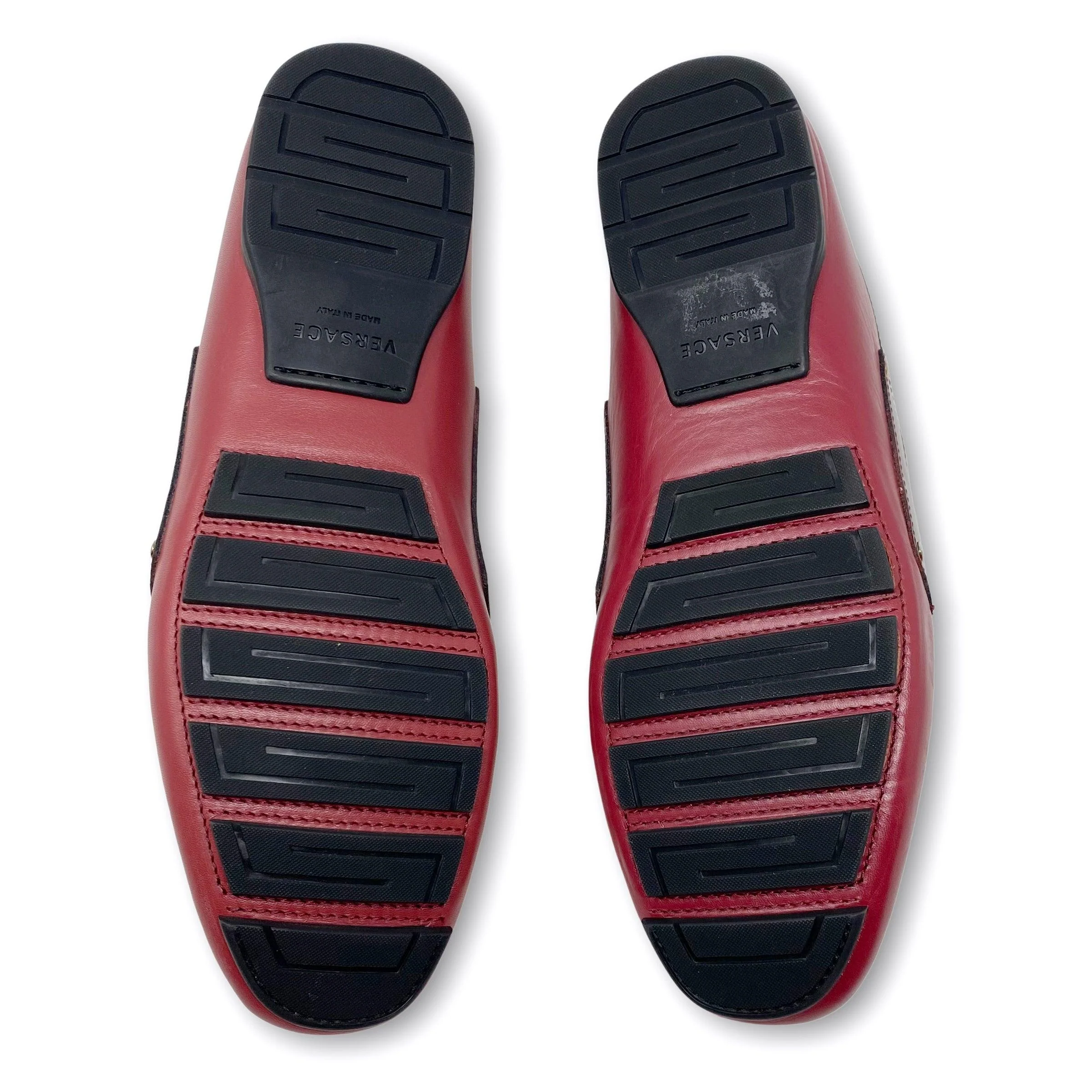 Versace Red Suede Medusa Loafers 40 - Image 4